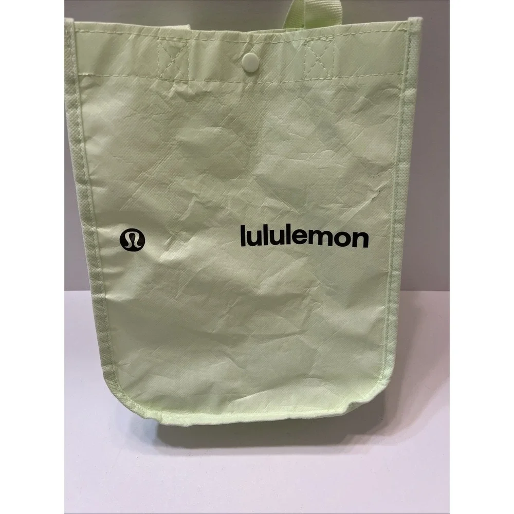 Lululemon Reusable Bag Light Mint Green Handles Snap Closure 9 X11
